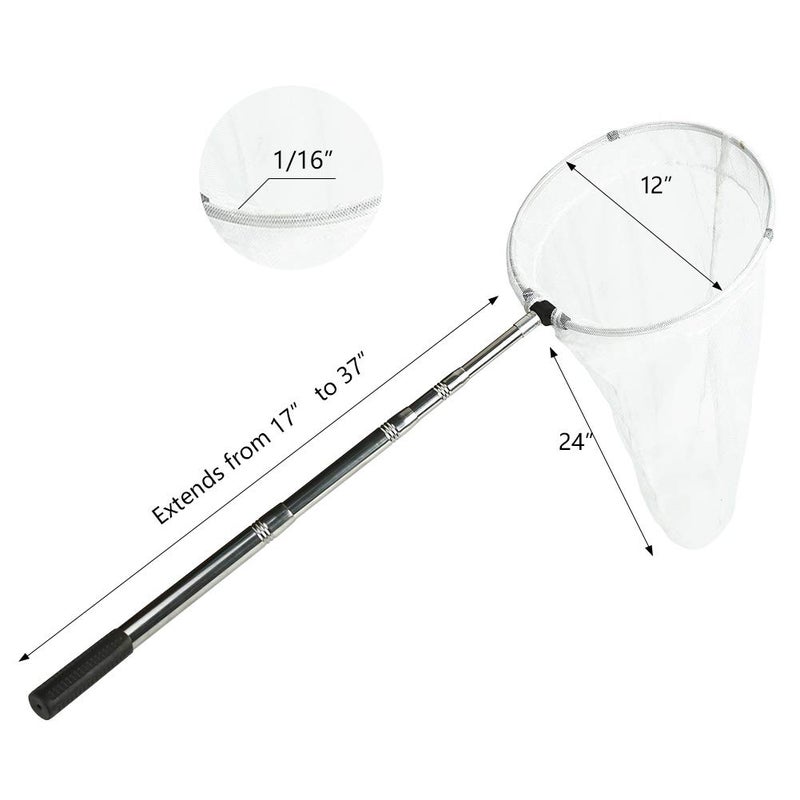 RESTCLOUD Insect and Butterfly Net with 12" Ring, 24" Net Depth, Strong Stainless Telescoping Handle Extends to 38 Inches - Image 3